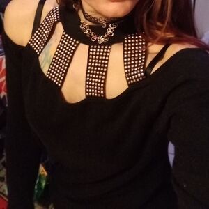 Belldini Black Top with Studded Detail